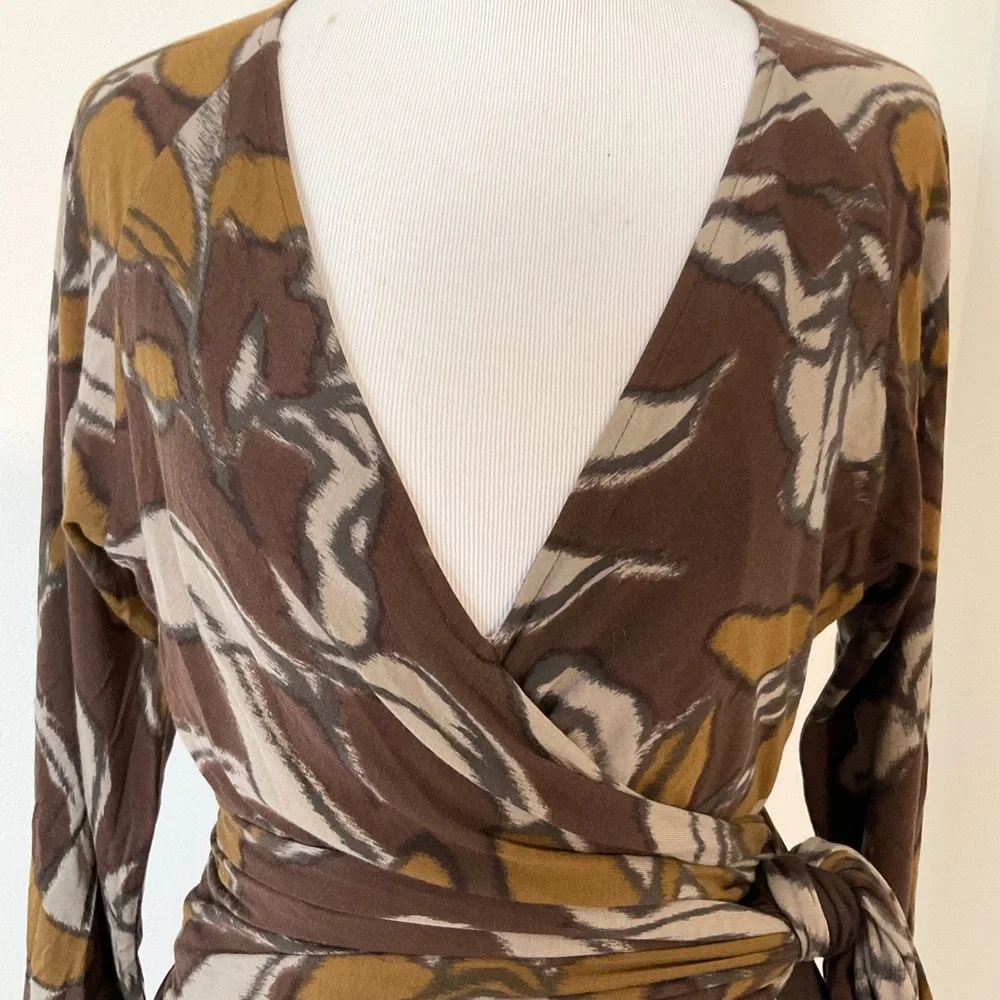 ETRO Midi Wrap Dress | Printed | Brown | Italy | 48 | Large | 12 - Picture 5 of 14
